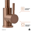 Torneira para Cozinha Misturador Monocomando Em Aço Inox 304 Escovado Tocantins Dourado Rose