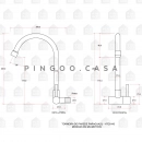 Torneira para Cozinha de Parede Em Aço Inox 304 paraguaçu Prata Escovado