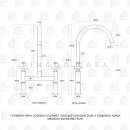 Torneira para Cozinha Gourmet Misturador Duplo Comando Aço Inox 304 Içana Dourado