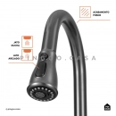 Torneira para Cozinha Gourmet Misturador Extensível Duplo Comando Aço Inox 304 Içá Cinza