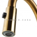 Torneira para Cozinha Gourmet Misturador Monocomando Em Aço Inox 304 Escovado Muru Dourado