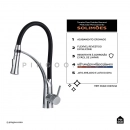 Torneira para Cozinha Gourmet Misturador Monocomando Solimões Prata e Preto