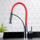 Torneira para Cozinha Gourmet Misturador Monocomando Solimões Prata e Vermelho