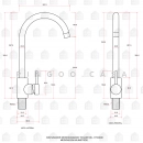 Torneira para Cozinha Misturador Monocomando Em Aço Inox 304 Escovado Tocantins Dourado