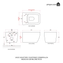 Vaso Sanitário Suspenso Saída Horizontal Esmeralda Preto