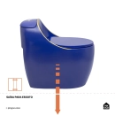 Vaso Sanitário Monobloco Caixa Acoplada Privada Aquarela Azul