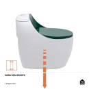 Vaso Sanitário Monobloco Caixa Acoplada Privada Aquarela Branco e Verde
